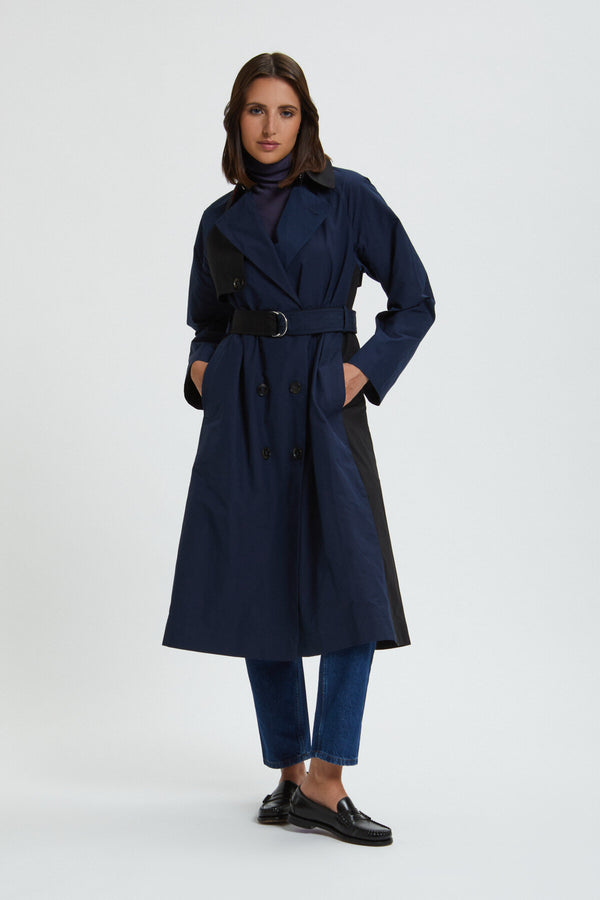 Trench-coat classique à ceinture pour femmes