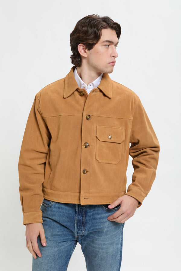 Wildleder-Bikerjacke im Roughout-Stil